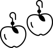 Pomme boucle d'oreille glyphe et ligne vecteur illustration