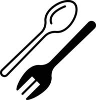 cuillère et fourchette glyphe et ligne vecteur illustration