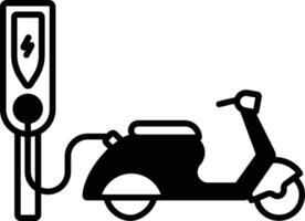 électrique scooter glyphe et ligne vecteur illustration
