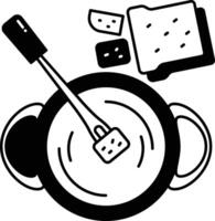 fromage fondue glyphe et ligne vecteur illustration
