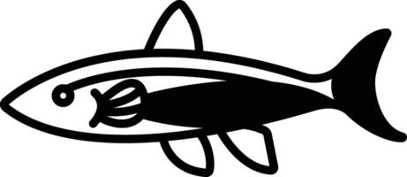 néon poisson glyphe et ligne vecteur illustration