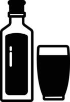 Gin verre et bouteille glyphe et ligne vecteur illustration