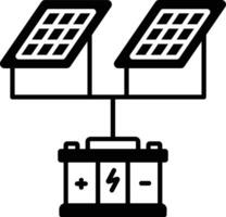 solaire batterie chargeur glyphe et ligne vecteur illustration