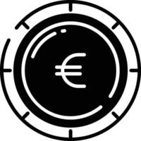 euro pièce de monnaie glyphe et ligne vecteur illustration