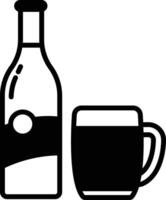 alcool verre et bouteille glyphe et ligne vecteur illustration