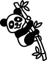 Panda glyphe et ligne vecteur illustration