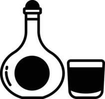 carafe verre et bouteille glyphe et ligne vecteur illustration