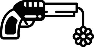 pistolet fleur glyphe et ligne vecteur illustration