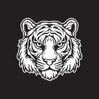 tigre tête art noir et blanc main tiré des illustrations vecteur