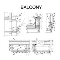 détaillé architectural plan, plan de balcon. vecteur illustration