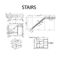 détaillé architectural plan de escaliers, construction industrie vecteur