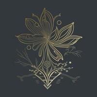 lis fleur dans ancien style. botanique floral logo ligne art. vecteur illustration.