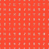 main tiré rouge sans couture modèle avec runes et runique alphabet vecteur