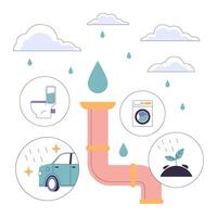 eau de pluie récolte. durable entraine toi de Urbain l'eau préservation vecteur