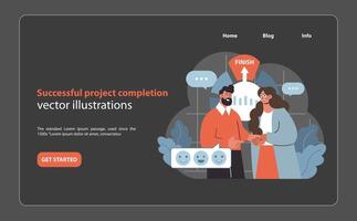célébrer projet jalons. équipe dirigeants reconnaître achèvement. vecteur