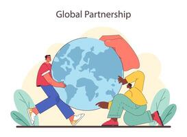 global collaboration illustré. diverse mains façonner une mieux monde. vecteur