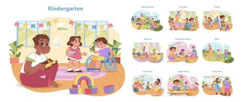 Jardin d'enfants ensemble. plat vecteur illustration