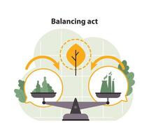 la nature et industrie sur une escalader, mettant en valeur équilibre. plat vecteur illustration