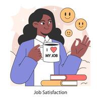 emploi satisfaction. femelle affaires personnage en portant une agresser l'amour mon emploi vecteur