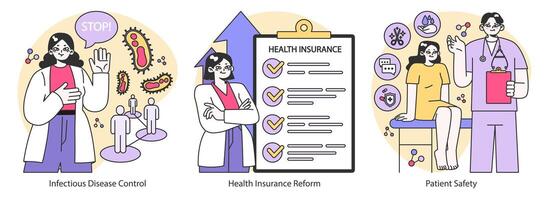 médical plaidoyer ensemble. plat vecteur illustration.