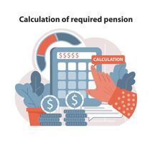 retraite calculatrice concept. vecteur