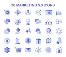 commercialisation 5.0 icône ensemble. essentiel visuel éléments représentant Avancée numérique commercialisation vecteur