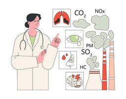 santé des risques de air pollution. médecin ou scientifique mettant en valeur dangereux vecteur