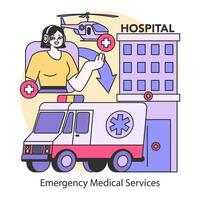 urgence médical prestations de service concept. plat vecteur illustration.