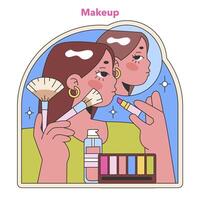 maquillage routine illustration. plat vecteur illustration