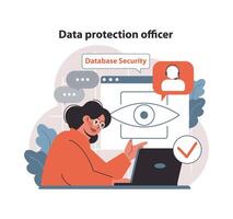 Les données protection officier concept. plat vecteur illustration.