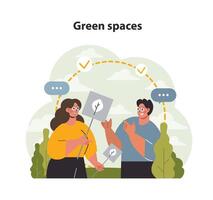 vert les espaces concept. plat vecteur illustration
