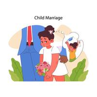 enfant mariage concept. plat vecteur illustration