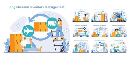 logistique et inventaire la gestion concept. plat vecteur illustration.