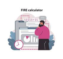 financier indépendance, Feu concept. investissement portefeuille calculatrice. vecteur