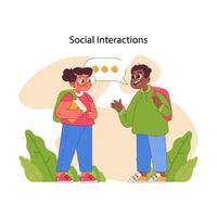 école les interactions concept. plat vecteur illustration
