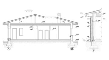 ensemble de privé maison façades, détaillé architectural technique dessin, vecteur plan