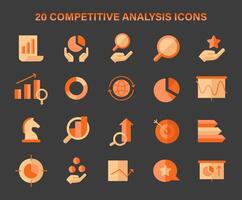icône ensemble pour compétitif analyse. essentiel visuel outils pour marché recherche, Les données interprétation. vecteur