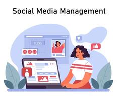 social médias la gestion concept. plat vecteur illustration