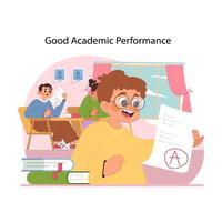 bien académique performance. plat vecteur illustration