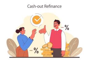 refinancer processus. prêt taux réduction à prêteur les accords. vecteur