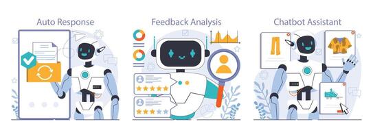 bavarder bot ensemble. propulsé par l'IA client service. en ligne consultation avec artificiel vecteur