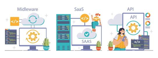 Plate-forme comme une un service , paas concept. plat vecteur illustration