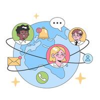 global la communication concept. plat vecteur illustration