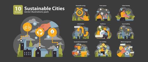 durable villes ensemble. plat vecteur illustration