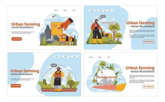 Urbain agriculture ensemble. plat vecteur illustration.