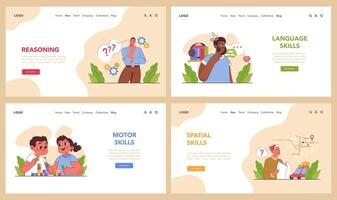 cognitif compétences la toile bannière ou atterrissage page ensemble. Humain cognitif une fonction vecteur