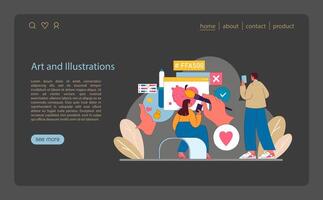 art et des illustrations concept. Créatif esprits à travail, La peinture vibrant histoires numériquement. vecteur