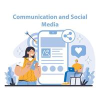 la communication et social médias concept. plat vecteur illustration