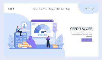 une visuel guider à compréhension et vérification votre crédit score, illustré avec une calculatrice, jauges, et financier symboles vecteur
