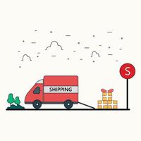 la logistique transport livraison courrier cargaison illustration Facile concept plat un camion vecteur logo